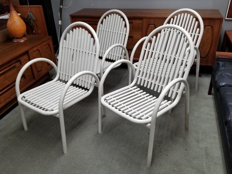 Set of four vintage metal chairs for outdoor use