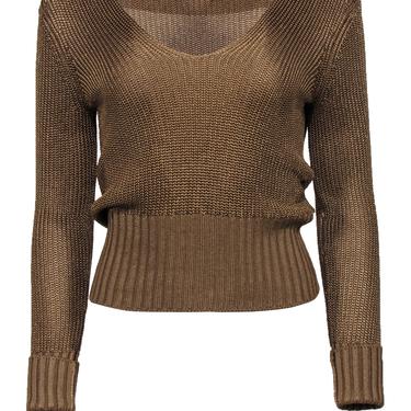 Theory - Bronze Textured Knit Collared Sweater Sz S