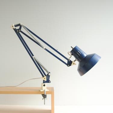 Vintage Desk Lamp, Blue Adjustable Desk Lamp, Adjustable Clamp Lamp, Anglepoise Lamp, Drafting Lamp, Metal Desk Lamp, Work Lamp, Office Lamp 