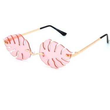 RETRO style 80s Art Deco sunglasses leaf sunnies, abstract unisex festival sunglasses, pink colored lens novelty costume sunnies women's 