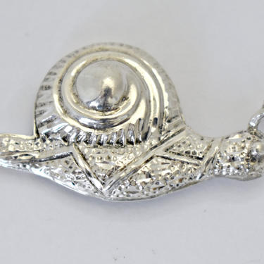 60's sterling patterned snail figural funky woodland hippie brooch, unusual 925 silver whimsical mod abstract dimensional gastropod pin 