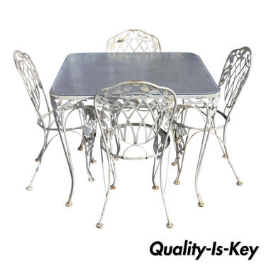 Vtg Lyon Shaw Windflower Lattice Woodard Style Wrought Iron Garden Dining Set From Quality Is Key Of Philadelphia Attic - Lyon Shaw Wrought Iron Patio Furniture Designs