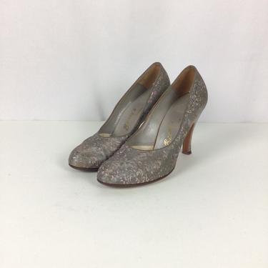 Vintage 50s shoes | Vintage floral silk pumps | 1950s Benny’s Creation pumps shoes 