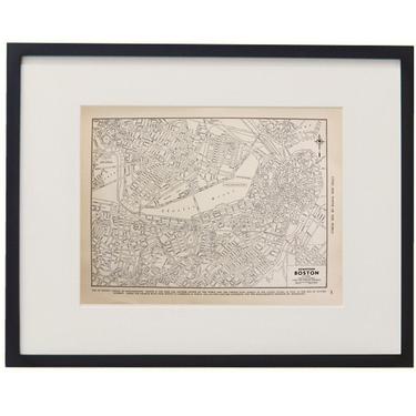 Vintage Framed City Map, Boston