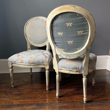 French country, round back side chairs