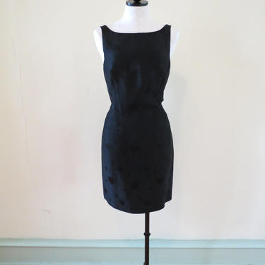 Vintage 1990's Black Floral Silk Dress 
