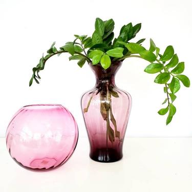 Vintage Amethyst Fluted Glass Vase 