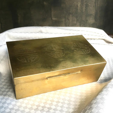 Vintage Chinese Shou Brass Box Home Decor by BellewoodDesignGoods