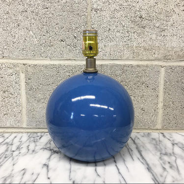 Vintage Table Lamp Retro 1980s Contemporary Style + Blue +  Round + Ceramic + Table Lamp + Mood Lighting + Home and Table Decor 