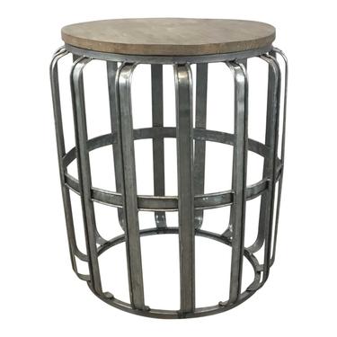 Industrial Modern Reclaimed Wood and Galvanized Steel Accent Table