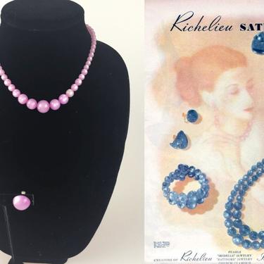 Gratify Your Colour - Vintage 1940s 1950s Lilac Lavender Moonglow Lucite Necklace Earring Set 