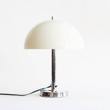 Vintage MCM Mid-Century White and Chrome Mushroom Table Lamp 