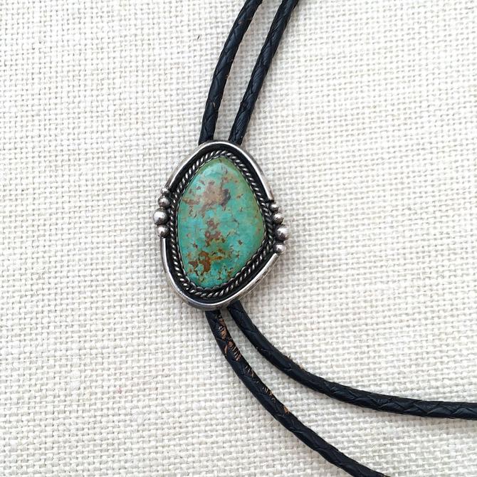 SSI Vintage Southwestern Silver Turquoise Bolo Tie