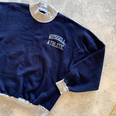 Vintage Russell Athletic Fleece Pullover Mock Neck Sweatshirt 