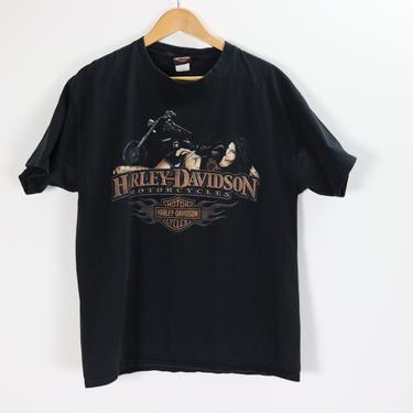 Vintage HARLEY DAVIDSON T Shirt / Short Sleeve Motorcycle Graphic Tee / Black Moto Harley Top / Large 