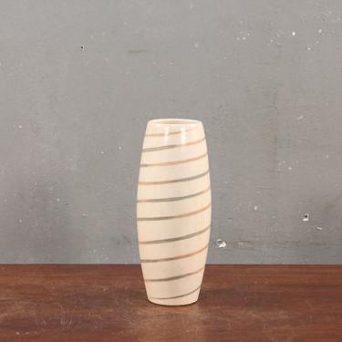 Mid Century White Stripe Ceramic Vase – ONLINE ONLY