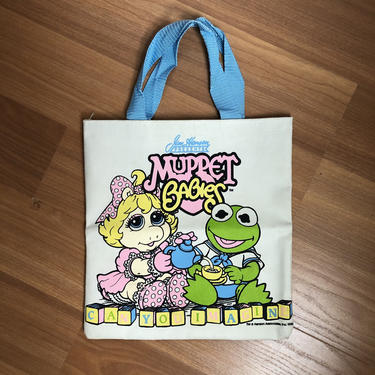 1980s Muppet Babies Miss Piggy &amp; Kermit Tote / Book Bag 