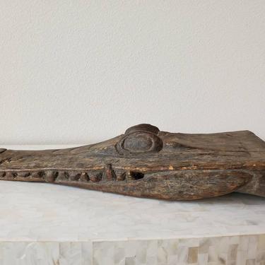 Antique Hand Carved Crocodile Head Canoe Prow, Papua, New Guinea, Oceanic, latmul Peoples, Late 19th/Early 20th Century, Primitive Folk Art by LynxHollowAntiques