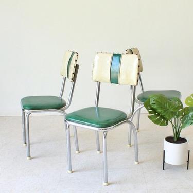Vintage Chrome and Green Dinette Dining Chair 