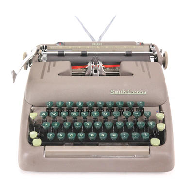 Smith Corona Silent 5S Series Portable Typewriter with Case, Made in USA, 1952 