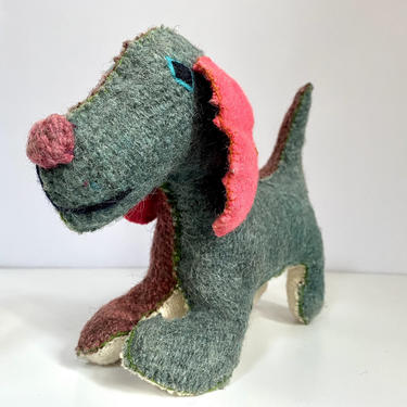 Vintage Wool Plush Dog | Retro Kids Plush Dog 