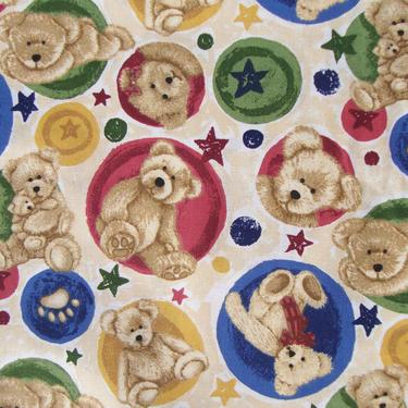 Vintage Boyds Bear Cotton Fabric Teddy Bear Print 2 Yds 