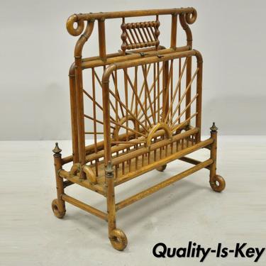 19th Century Victorian Antique Bentwood Stick and Ball Drop Side Magazine Rack