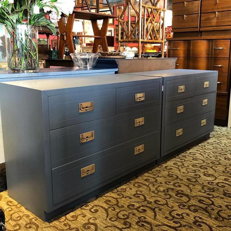 Pair of grey campaign style chests! 40 long, 18 deep, 28 tall. 