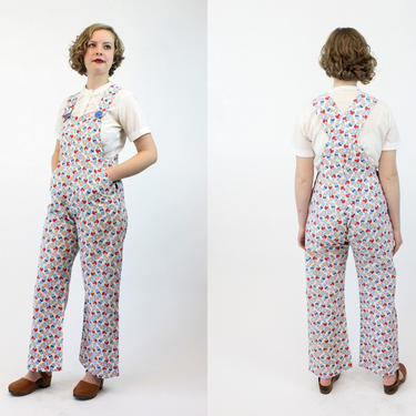 1920s beach pajamas | art deco overalls cotton jumpsuit | xs petite 