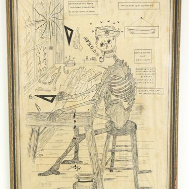 Skeleton Drawing by Elsie O. Horsman, Fore River Shipyard, Quincy, MA 1905 