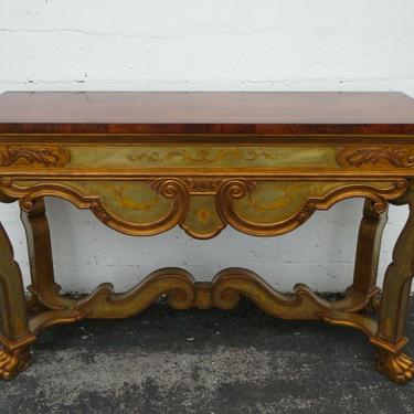 French Carved Claw Feet Hand Painted Library Console Long Table 2297
