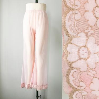 1960s Lingerie Sheer Pink Lounge Pants S 