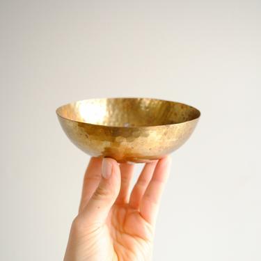 Vintage Hammered Brass Dish, Small Gold Brass Bowl 