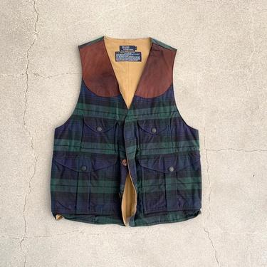 Vintage 1980s USA POLO Black Watch Ralph Lauren Vest | oiled hunting vest | made in usa | L | 