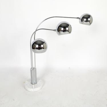 Three Arm Chrome & Marble Lamp