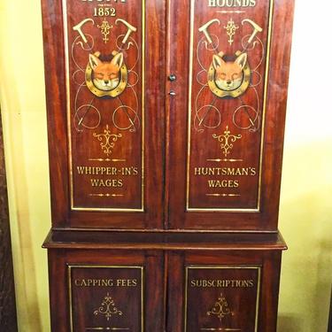 SOLD. Antique English Equestrian Hunt Locker Cabinet