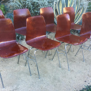 Set of 8 vintage Royal Pagholz bent plywood chairs