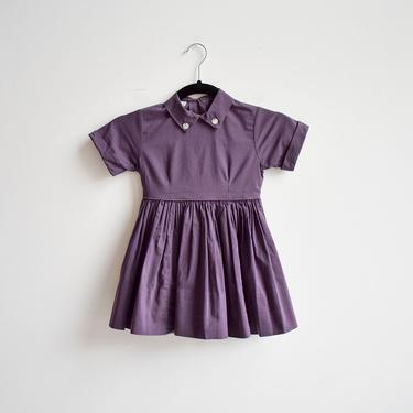 1950s Eggplant Girls Party Dress 
