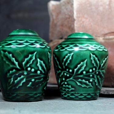 Holly Salt & Pepper Shakers - Christmas Salt and Pepper Shakers - Christmas Holly Ceramics by Holland | FREE SHIPPING 