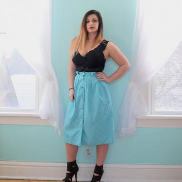 Vintage 90s Skirt | Blue Skirt | Midi Skirt with Pockets | Snap Skirt | Small Skirt S | Size 4 Skirt | 90s Hip Hop | Spring Skirt Summer by aphroditesvintage