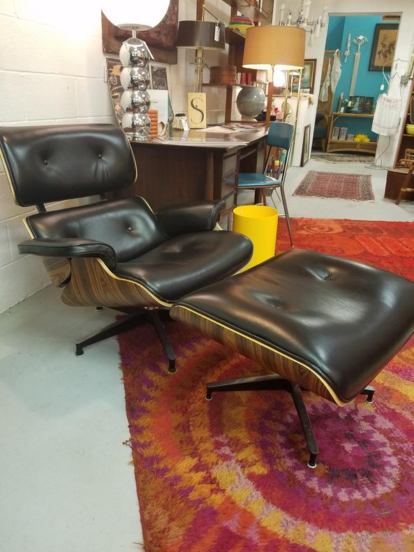 Contemporary Eames Style Lounge Chair and Ottoman
