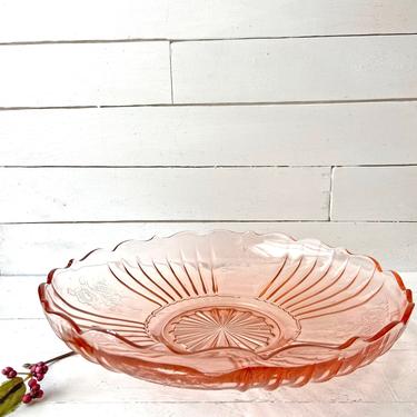 Vintage Mayfair Anchor Hocking Pink Depression Glass Large Bowl // Pink Serving Tray, Bowl // Pink Catch All // Perfect Gift 