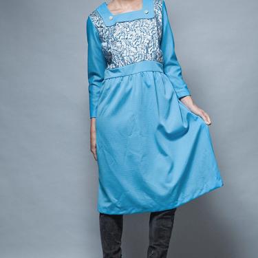 plus size vintage, evening dress blue, long sleeve dress, 70s evening dress, blue silver metallic  XL 1X - Extra Large 1X 
