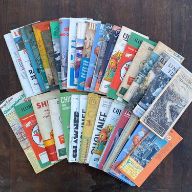 Vintage Illinois Gas Station Road Map Collection Texaco Shell Chicago 