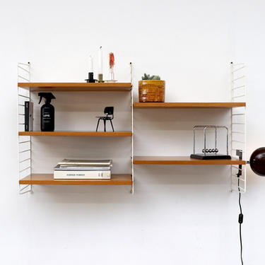 Mid-Century Pine 2 Section String Shelf System