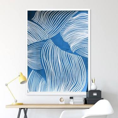 Original CUSTOM for Mdelarosa05 -My Blue Ocean Bottom Art Print -- Abstract Minimalist Modern Art Contemporary ArtbyDinaD by Art
