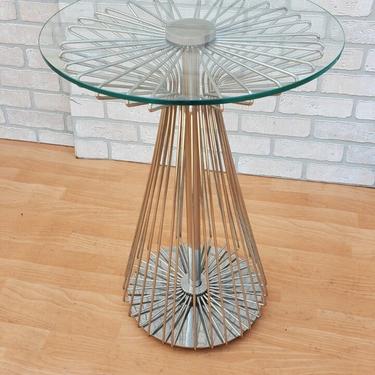 Vintage Modern Radius Collection Wire Form Glass Top Side Table