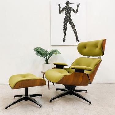 Vintage Chartreuse Chair and Ottoman 