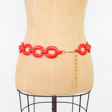 1960s Red Plastic Circles Link Belt | XL 