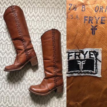 1970's Frye Campus Boots | 1970's Braided Frye Campus Boots | Vintage Frye Boots Size 7.5 